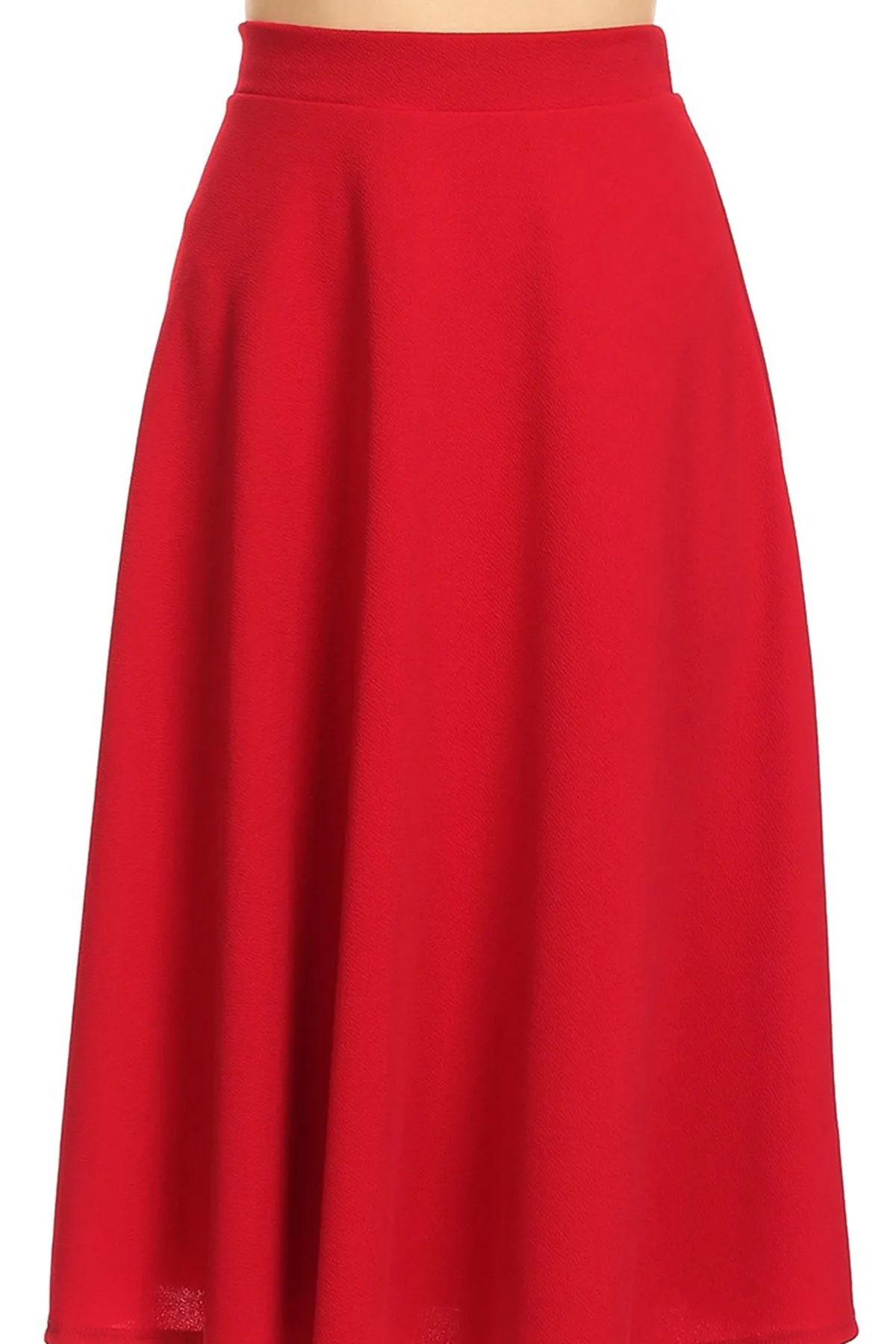 Women's Flared Lightweight Elastic Midi A-Line Skirt - Comfortable and Stylish