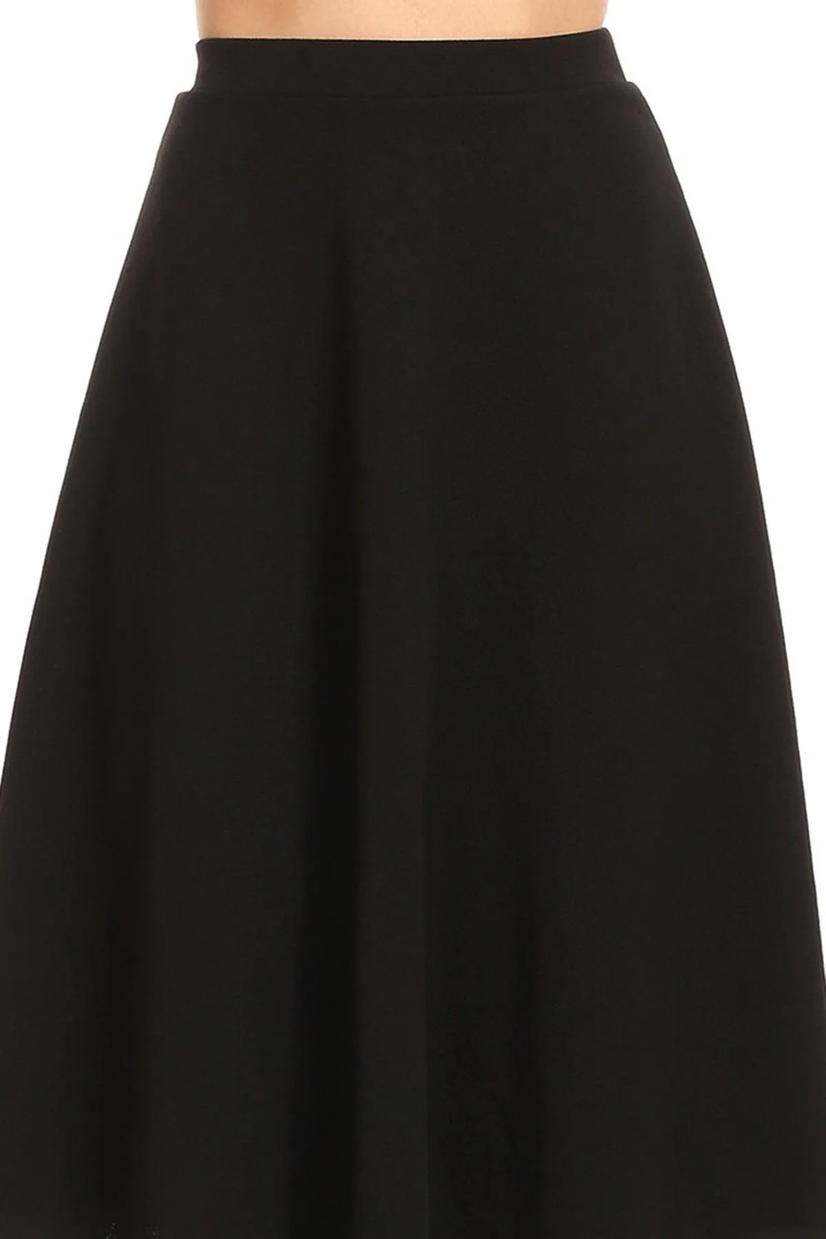 Women's Flared Lightweight Elastic Midi A-line Skirt