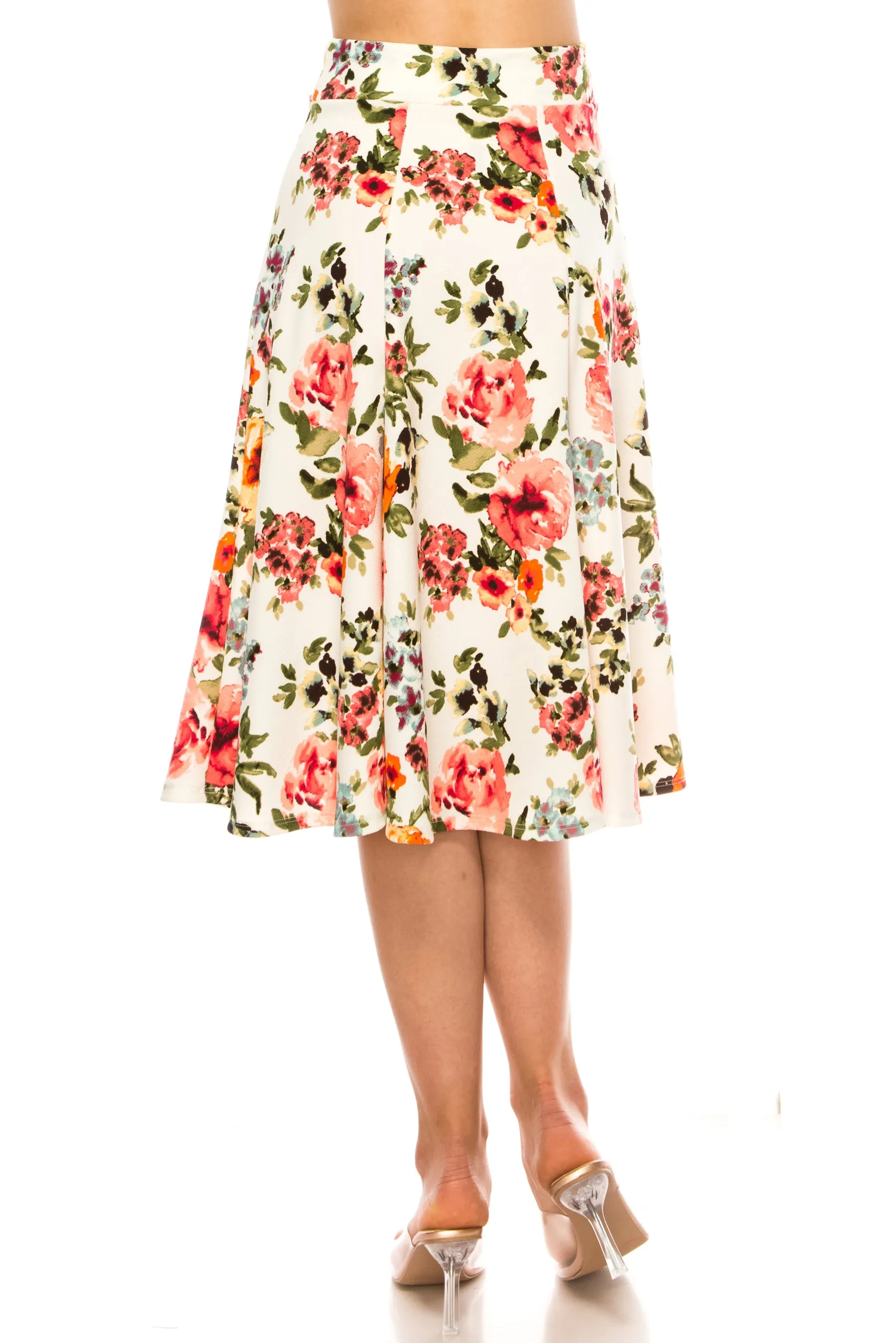 Women's Floral print A-line midi skirt