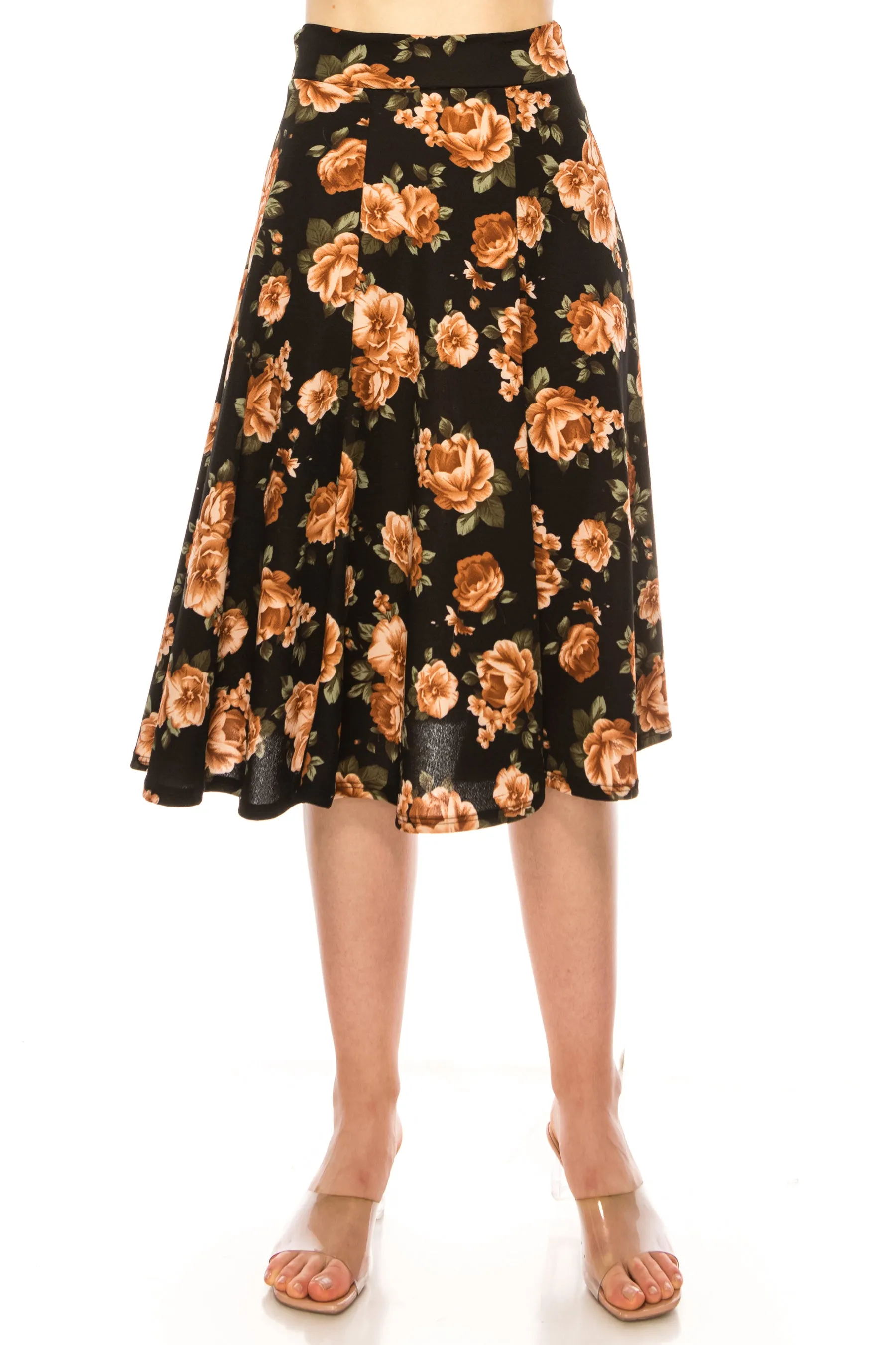 Women's Floral print A-line midi skirt