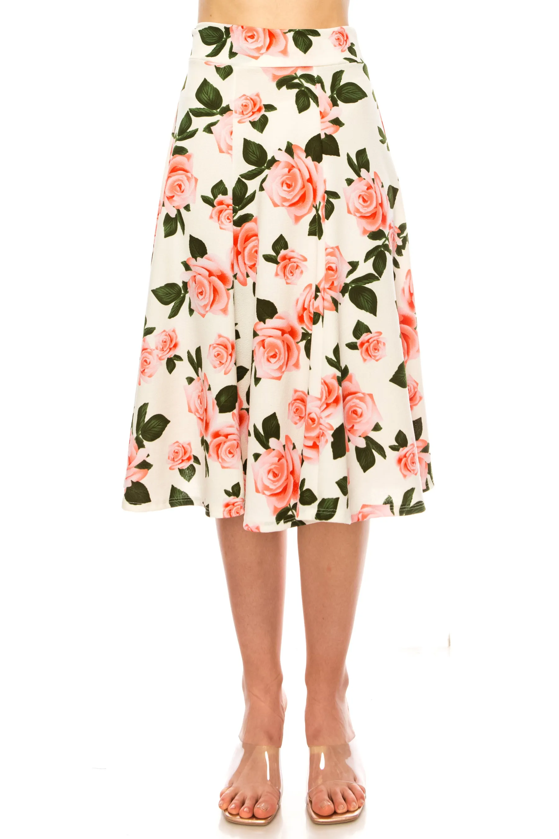 Women's Floral print A-line midi skirt