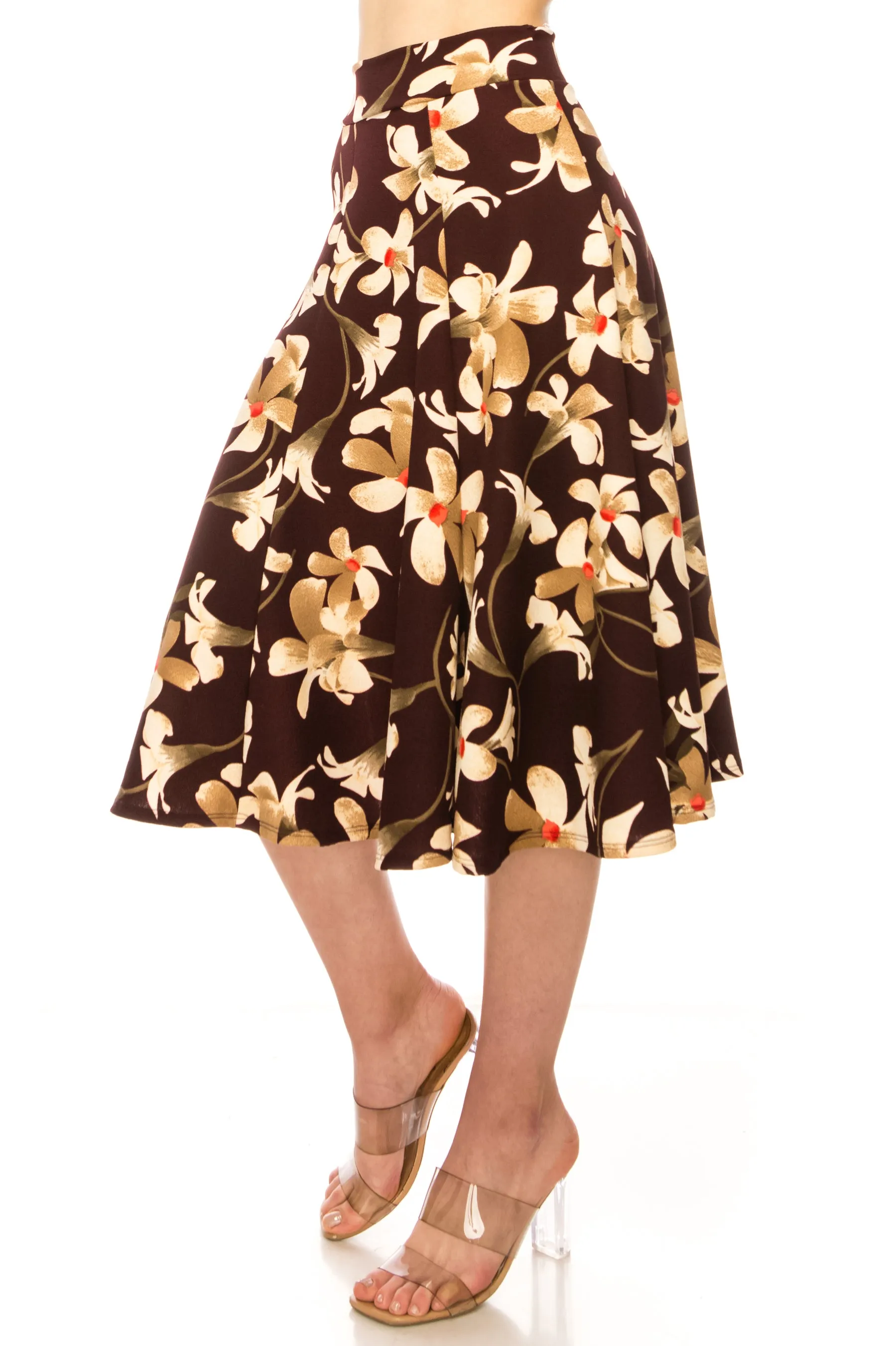 Women's Floral print A-line midi skirt