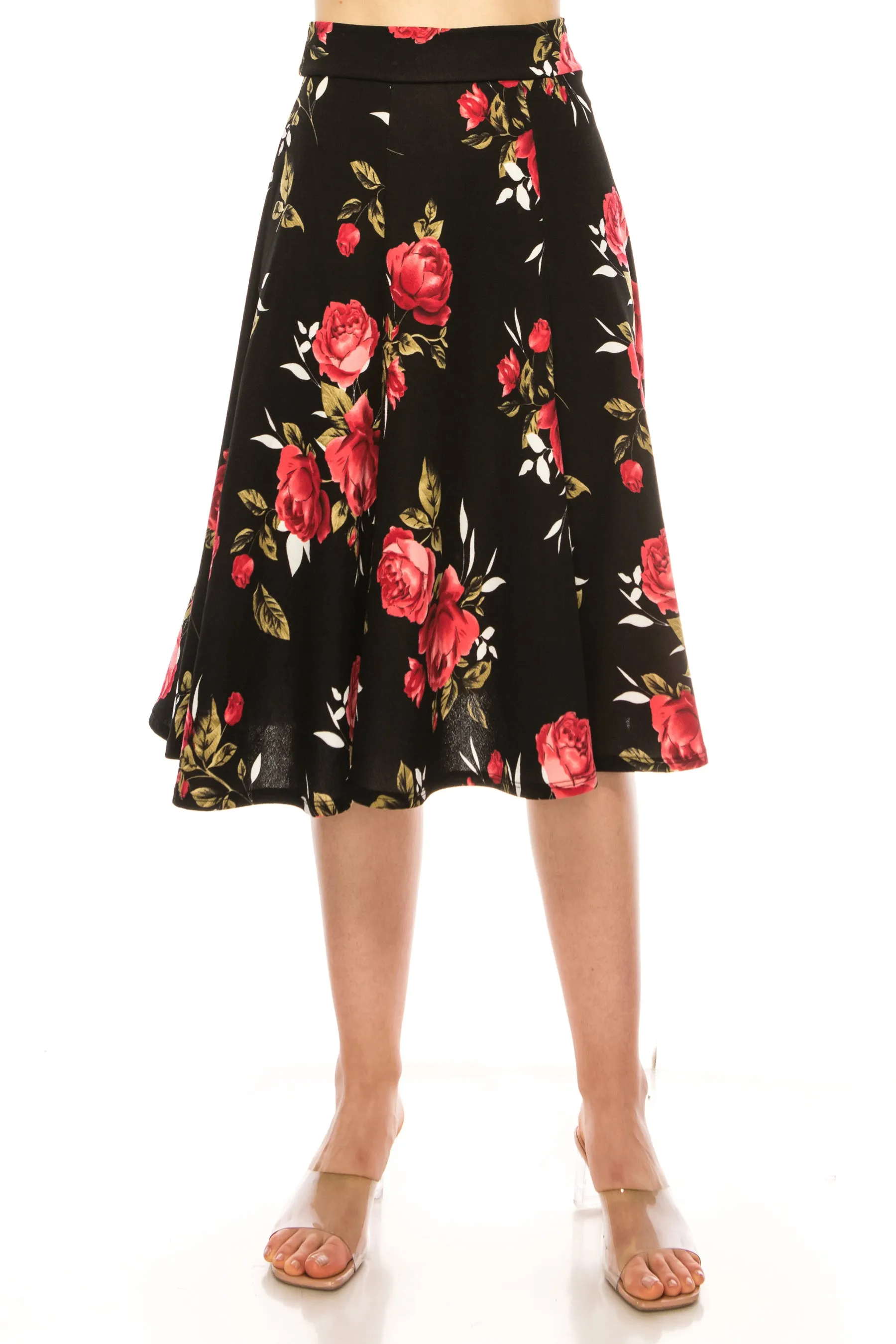 Women's Floral print A-line midi skirt