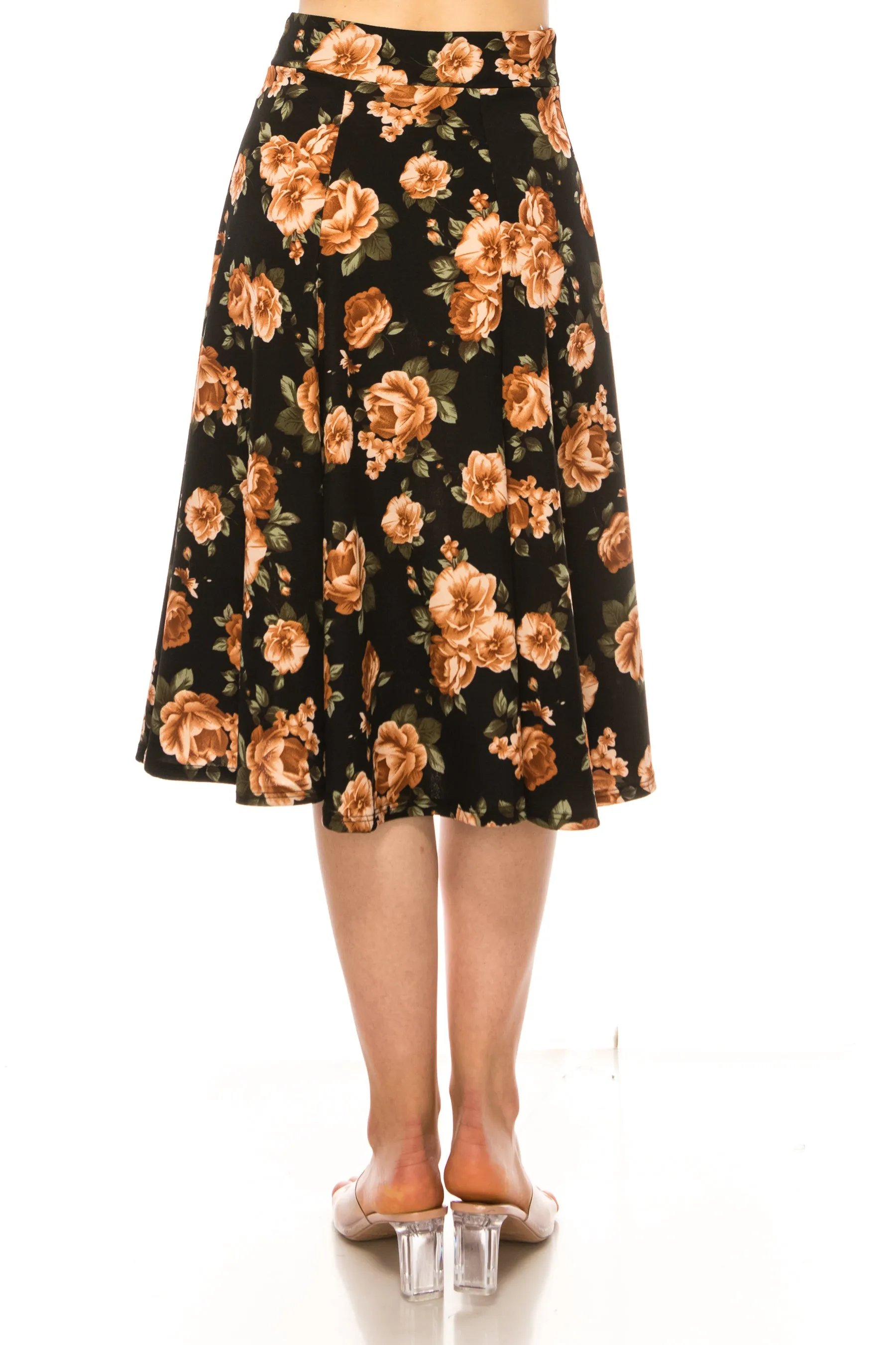 Women's Floral print A-line midi skirt