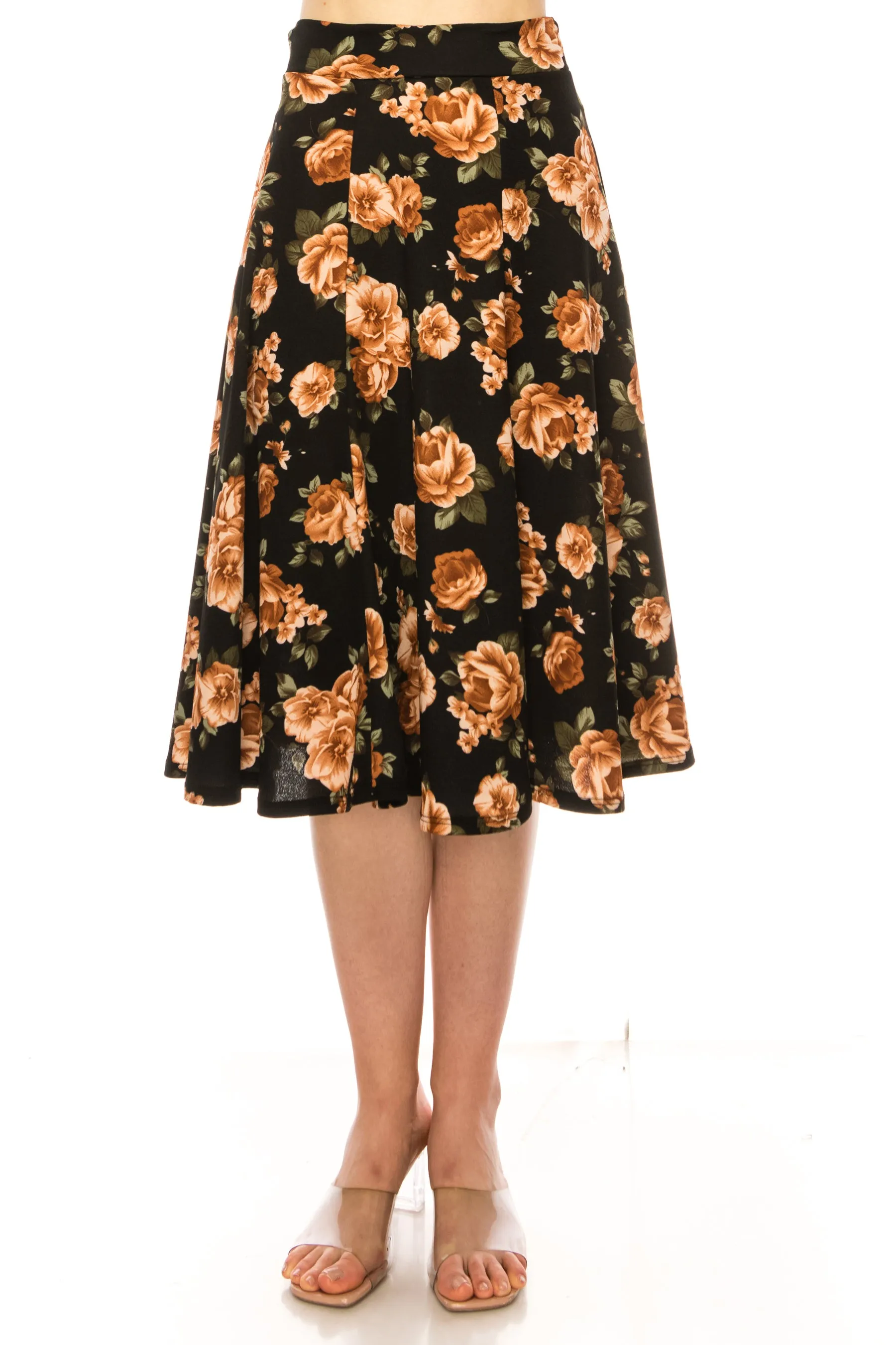 Women's Floral print A-line midi skirt