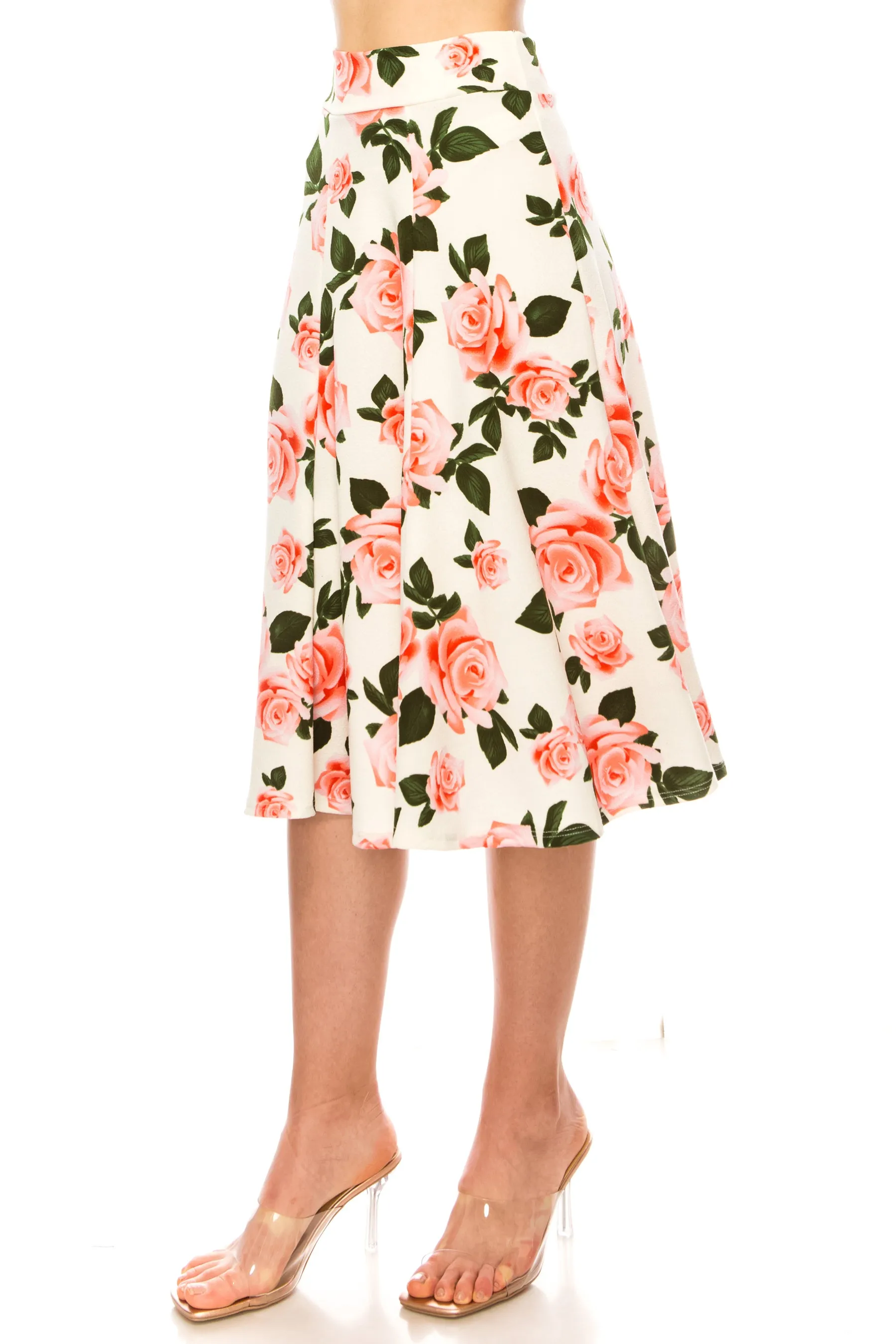 Women's Floral print A-line midi skirt