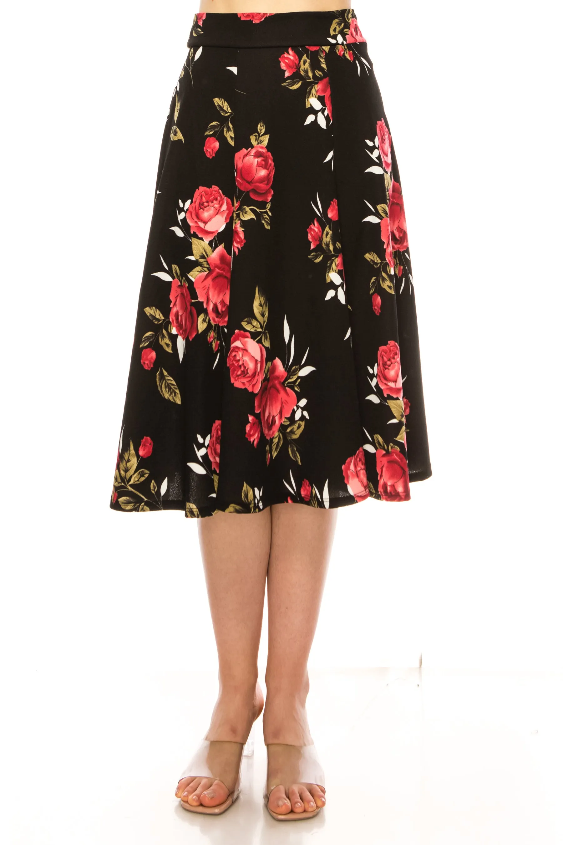 Women's Floral print A-line midi skirt