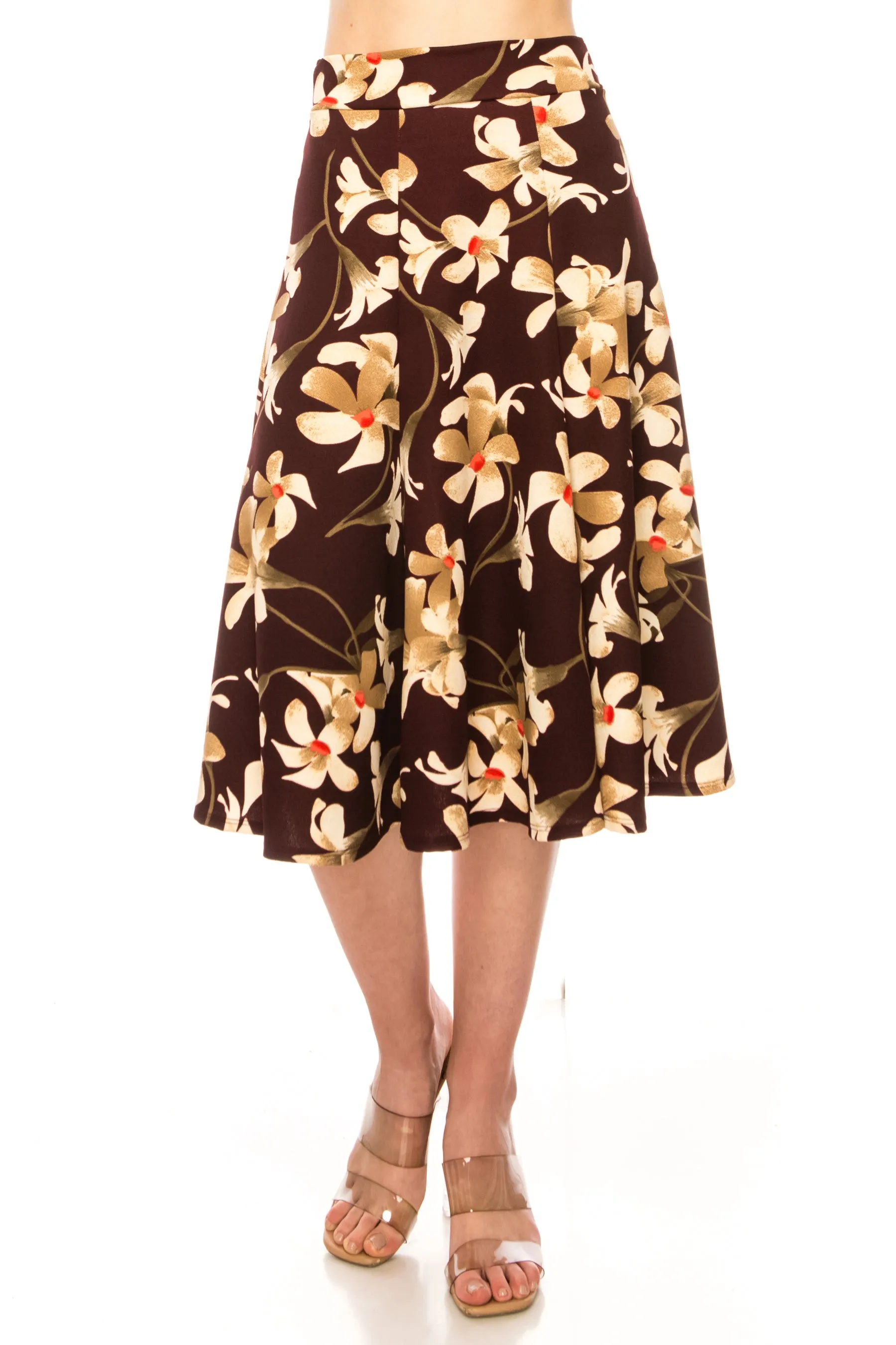 Women's Floral print A-line midi skirt