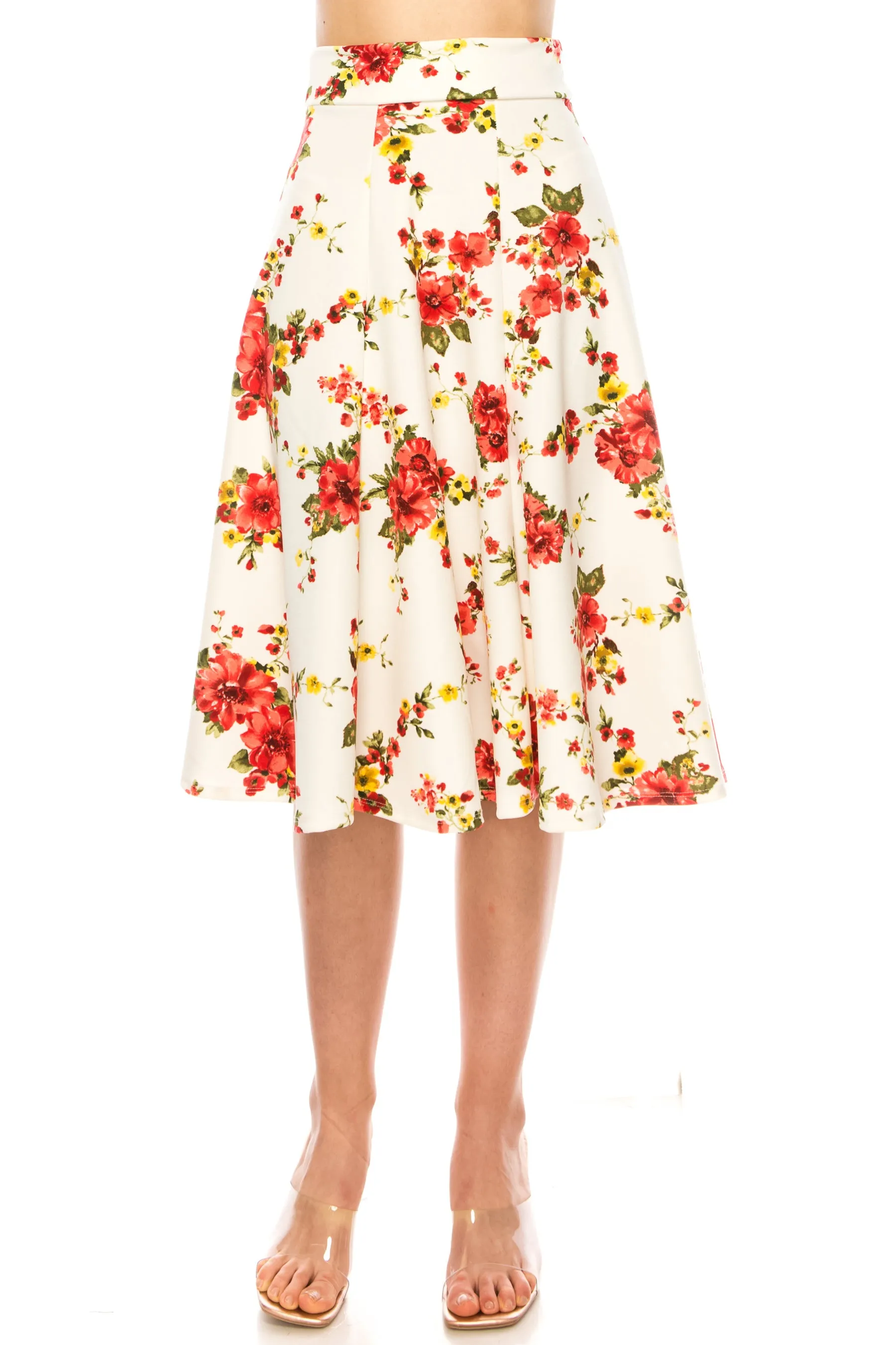 Women's Floral print A-line midi skirt