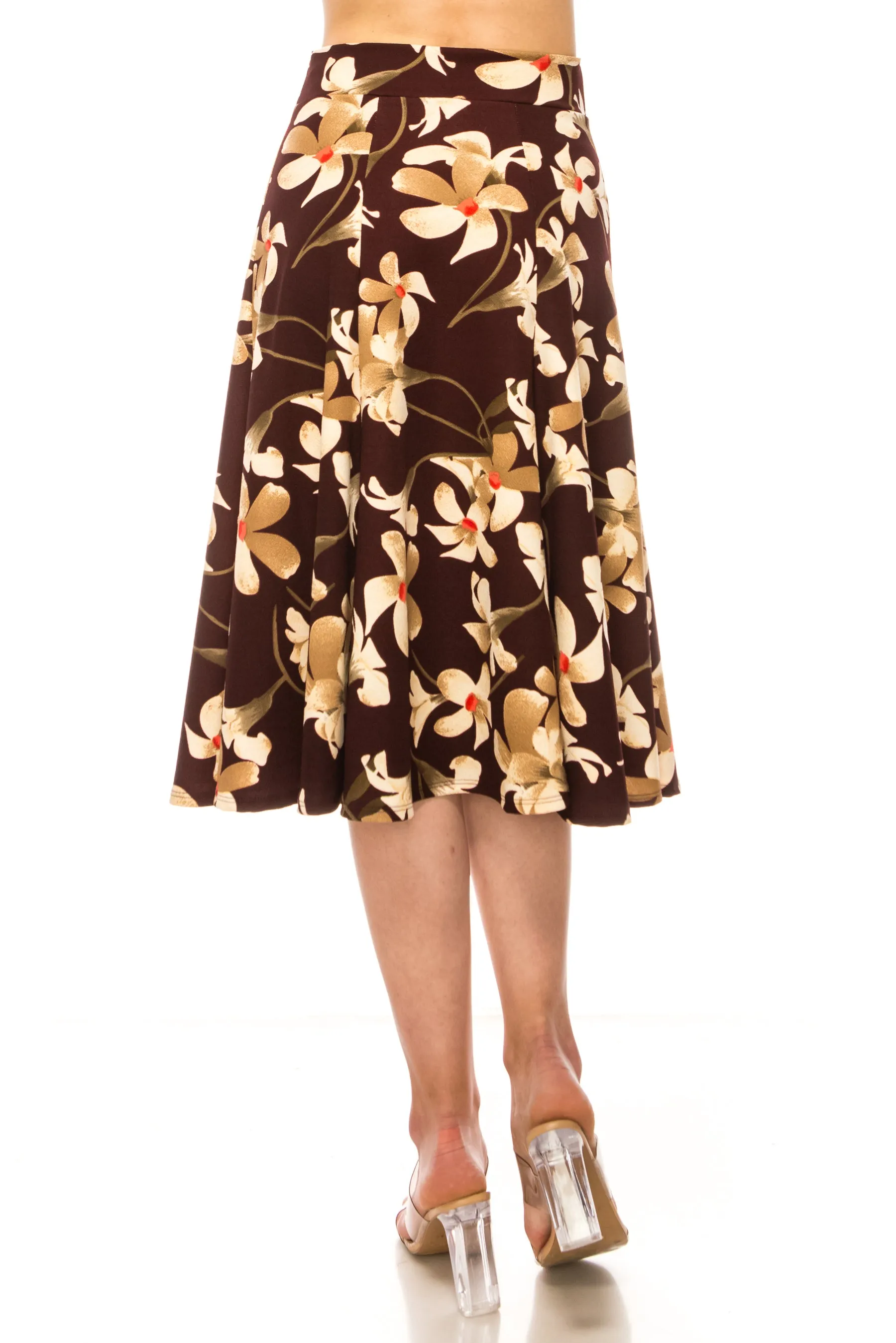 Women's Floral print A-line midi skirt