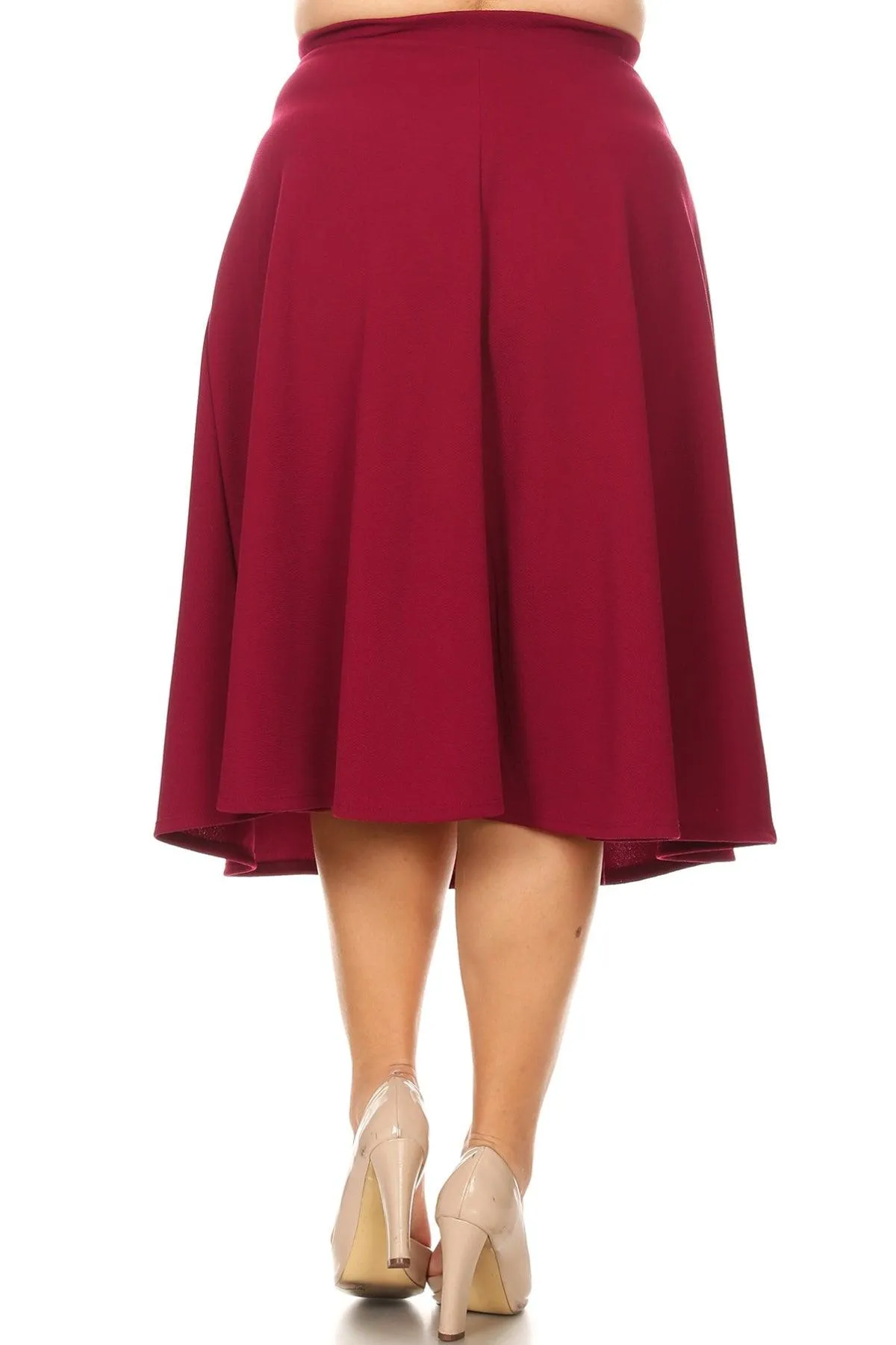 Women's Plus Size A-Line Casual Flared Elastic Band Solid Midi Skirt