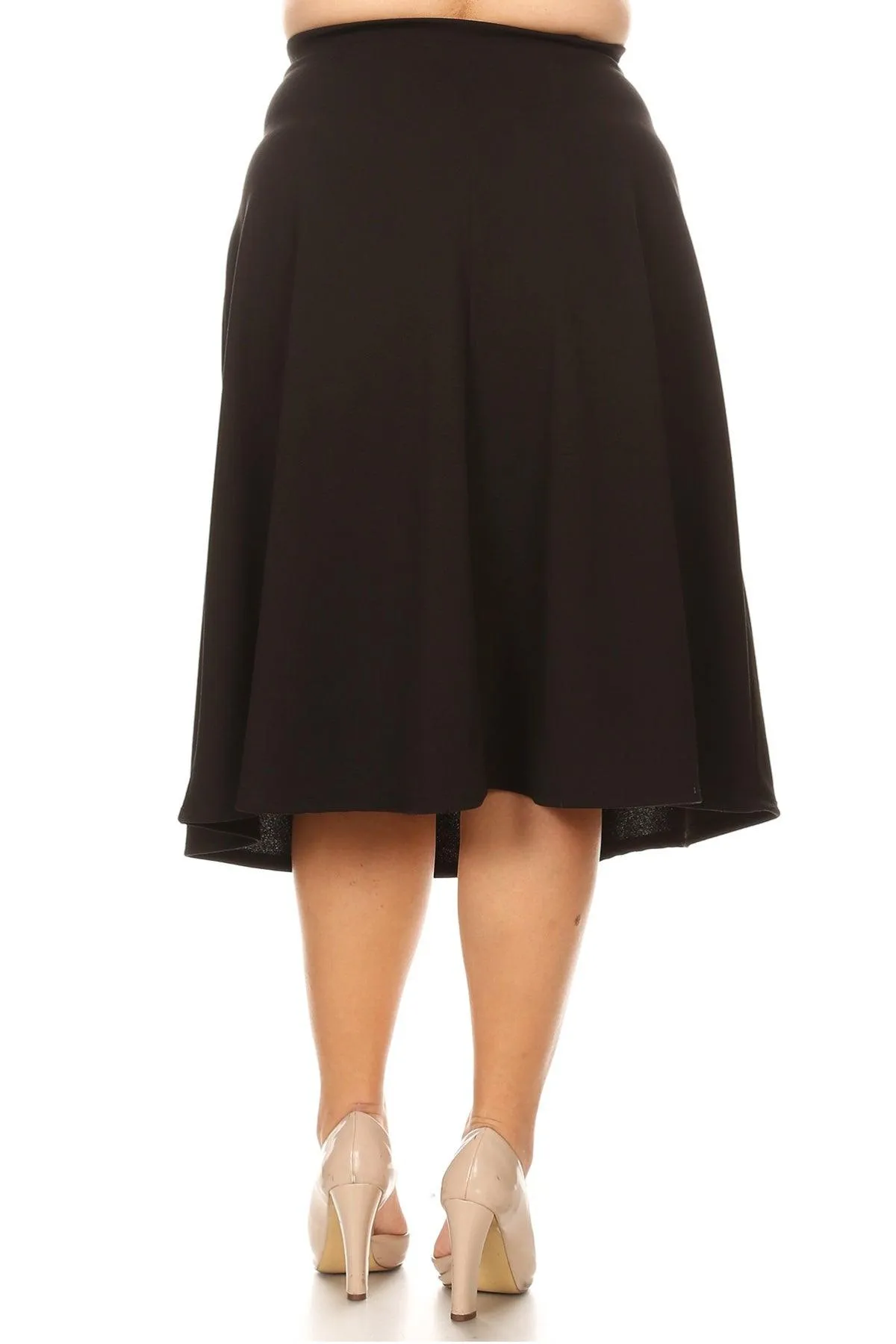 Women's Plus Size A-Line Casual Flared Elastic Band Solid Midi Skirt