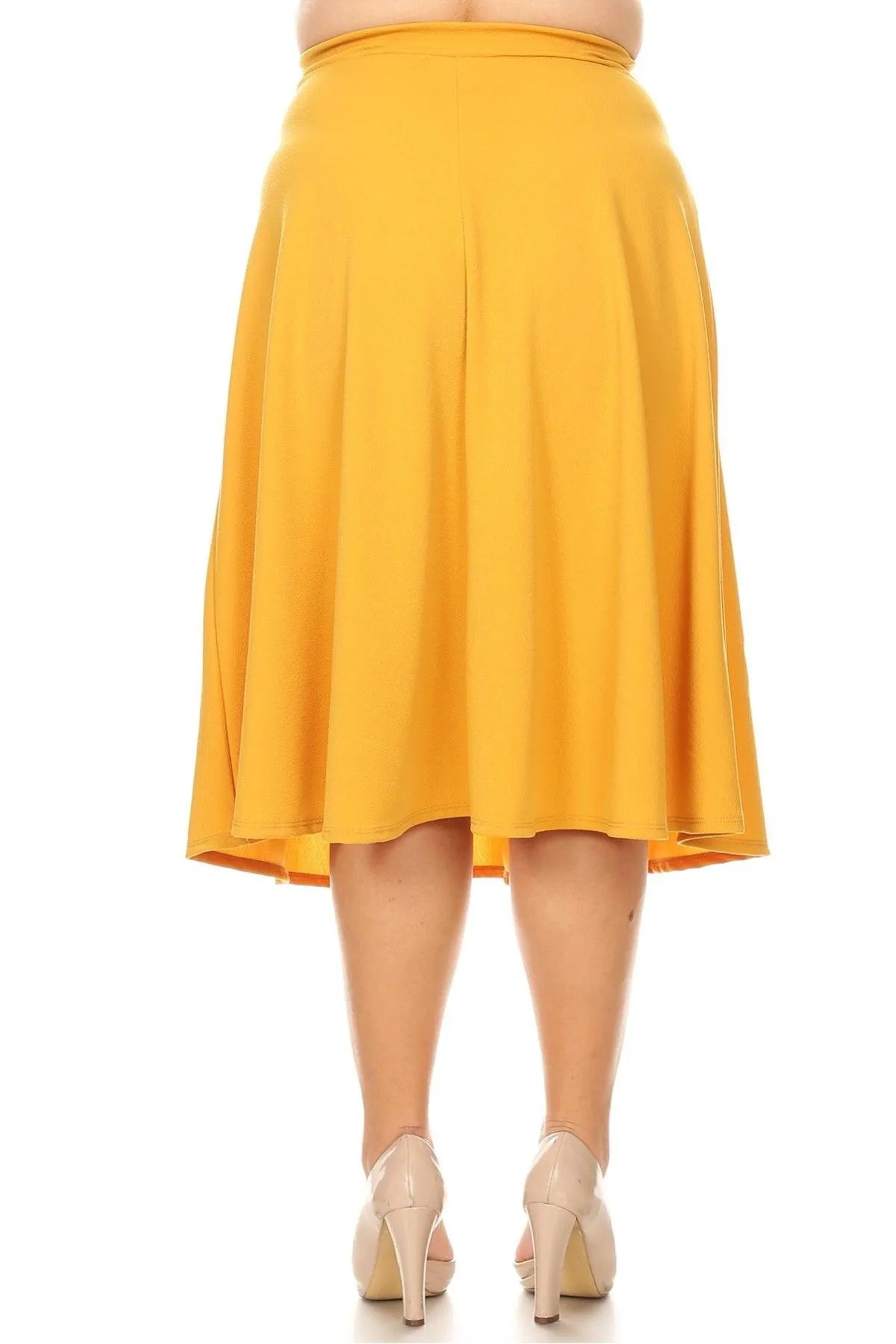 Women's Plus Size A-Line Casual Flared Elastic Band Solid Midi Skirt