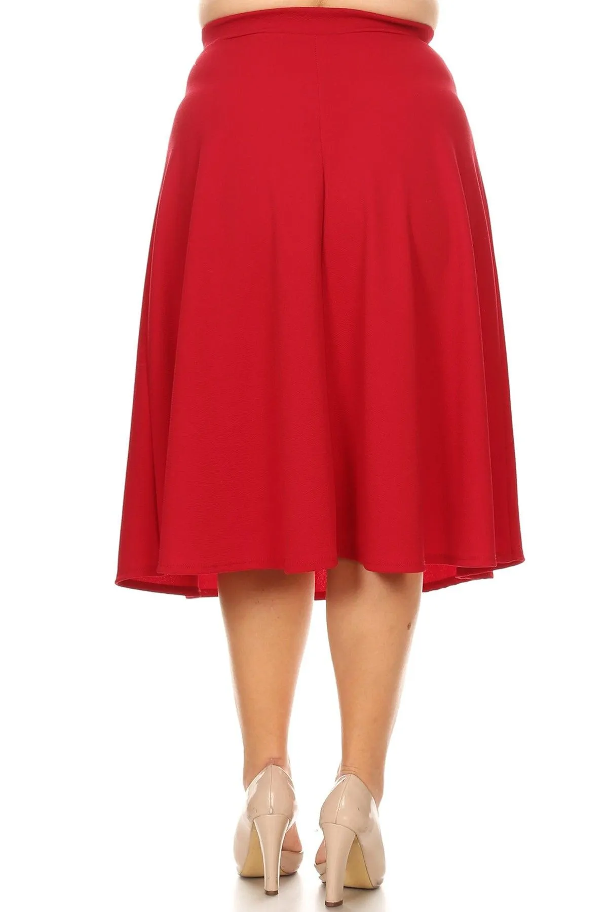 Women's Plus Size A-Line Casual Flared Elastic Band Solid Midi Skirt