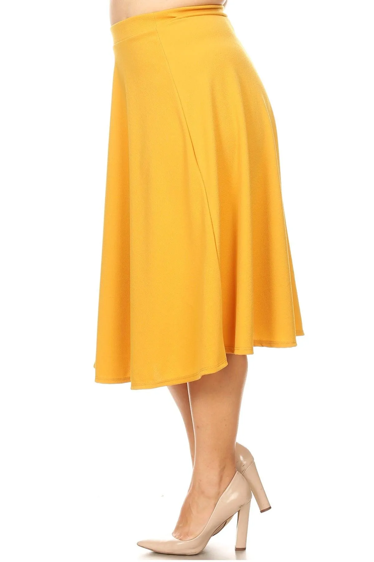 Women's Plus Size A-Line Casual Flared Elastic Band Solid Midi Skirt