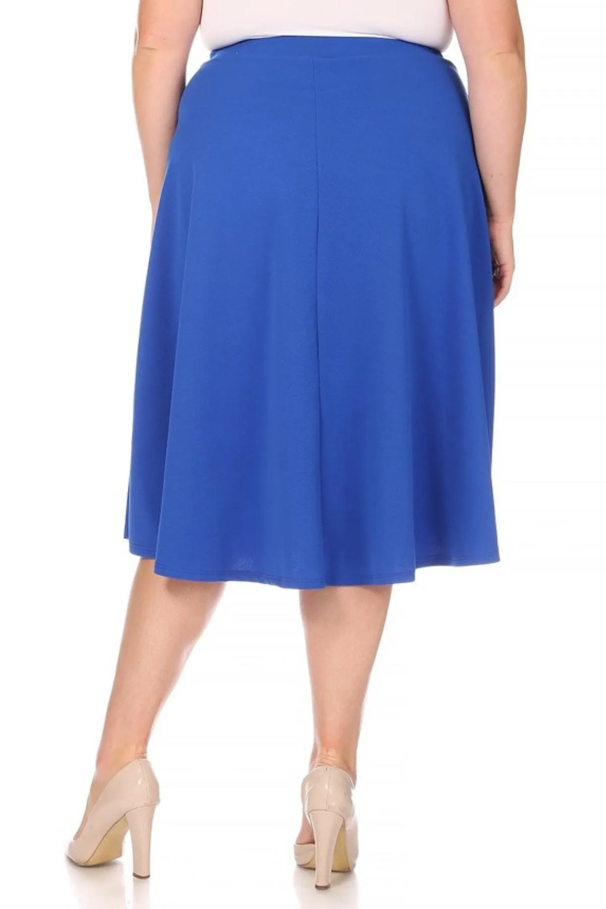 Women's Plus Size A-Line Casual Flared Elastic Band Solid Midi Skirt