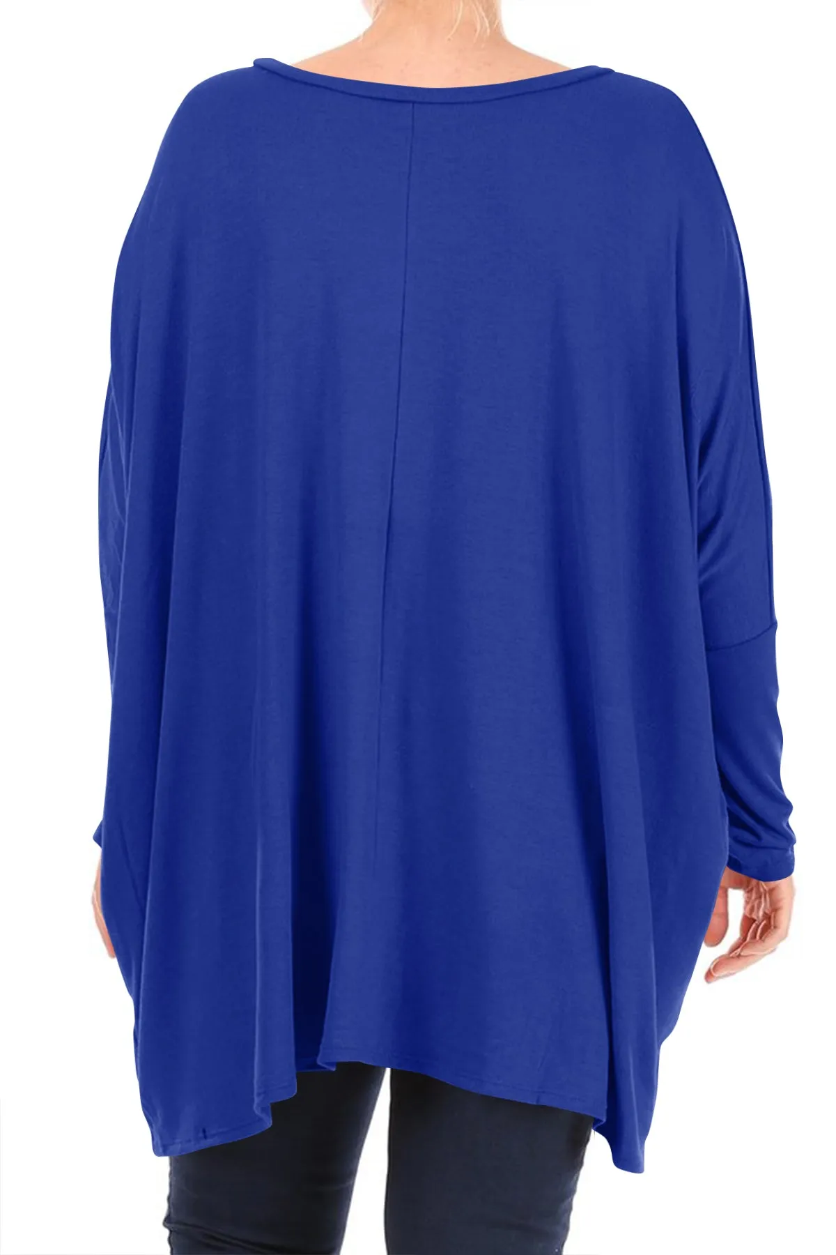 Women's Plus Size Oversized Long Sleeve A-Line Casual Solid Relaxed T-Shirt Tunic Top