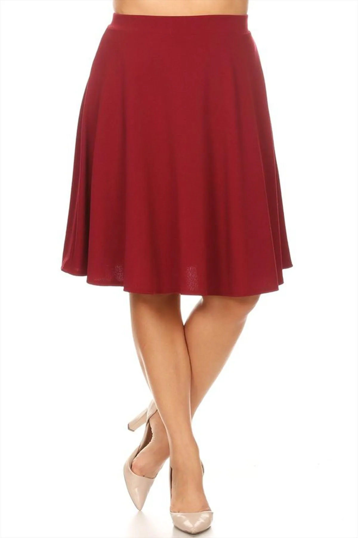 Women's Plus Size Stretchy Casual Basic A-Line Midi Skirt