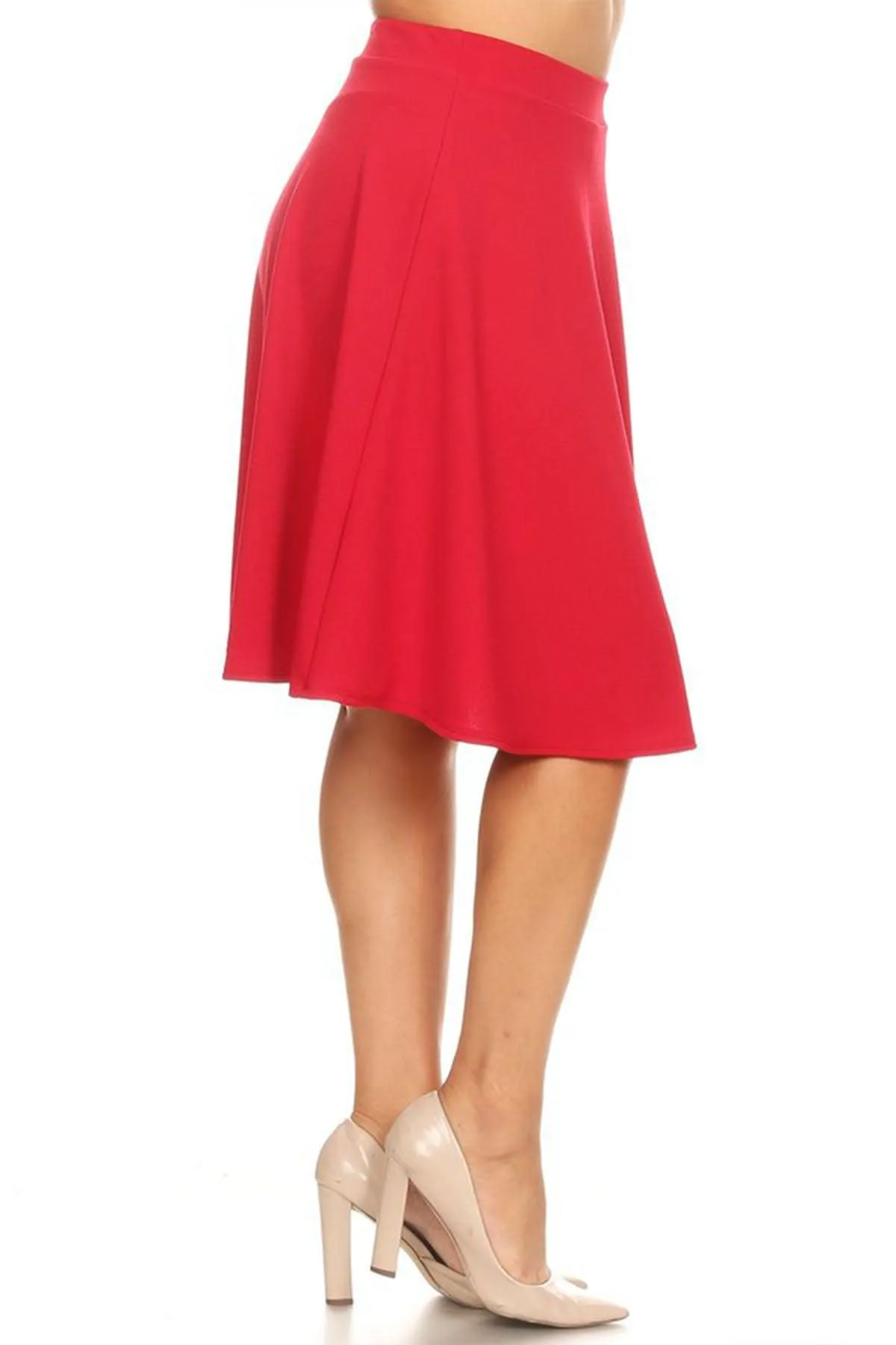 Women's Plus Size Stretchy Casual Basic A-Line Midi Skirt