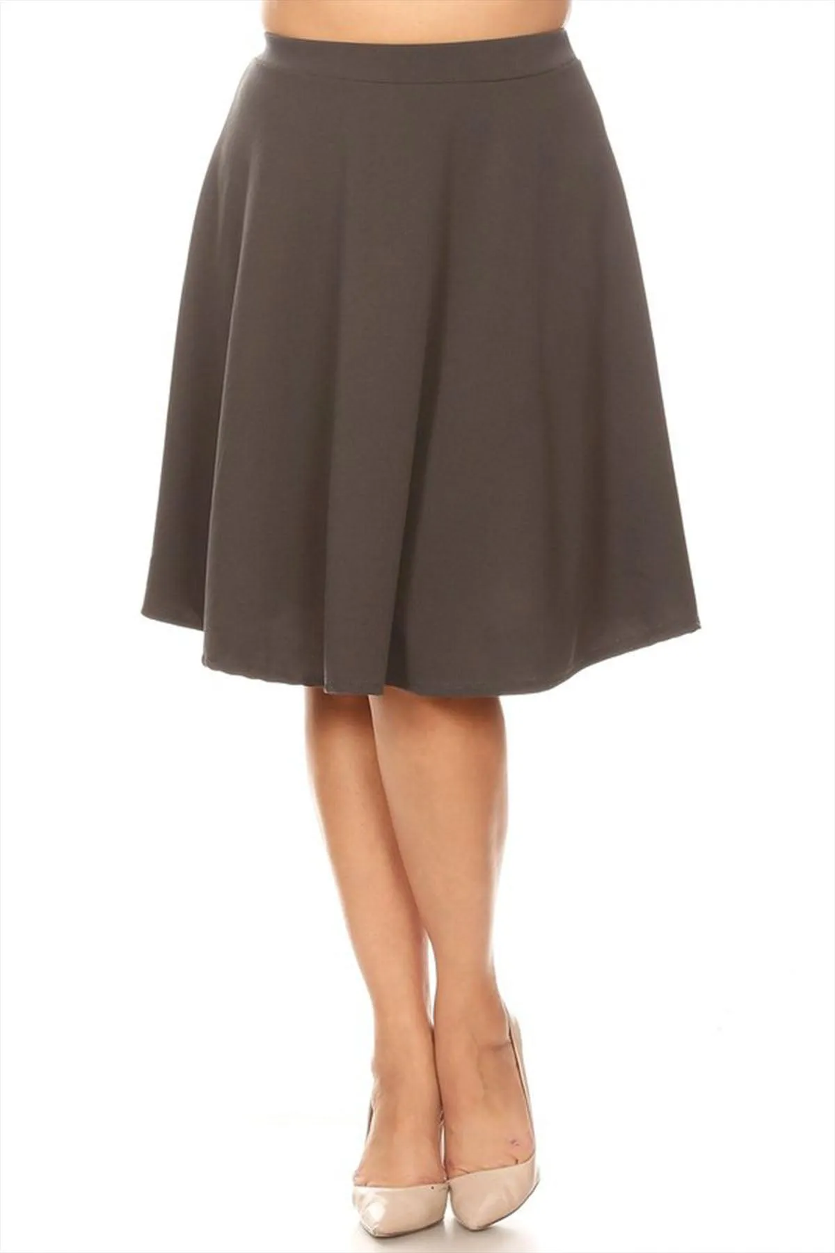 Women's Plus Size Stretchy Casual Basic A-Line Midi Skirt