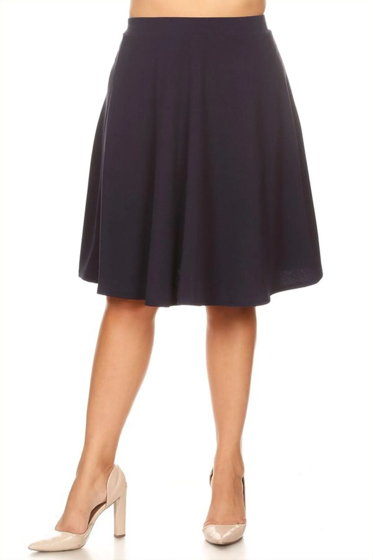 Women's Plus Size Stretchy Casual Basic A-Line Midi Skirt