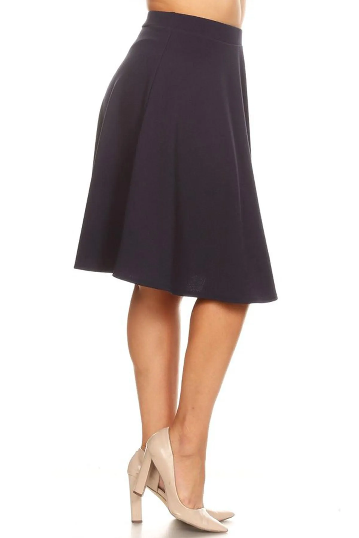 Women's Plus Size Stretchy Casual Basic A-Line Midi Skirt