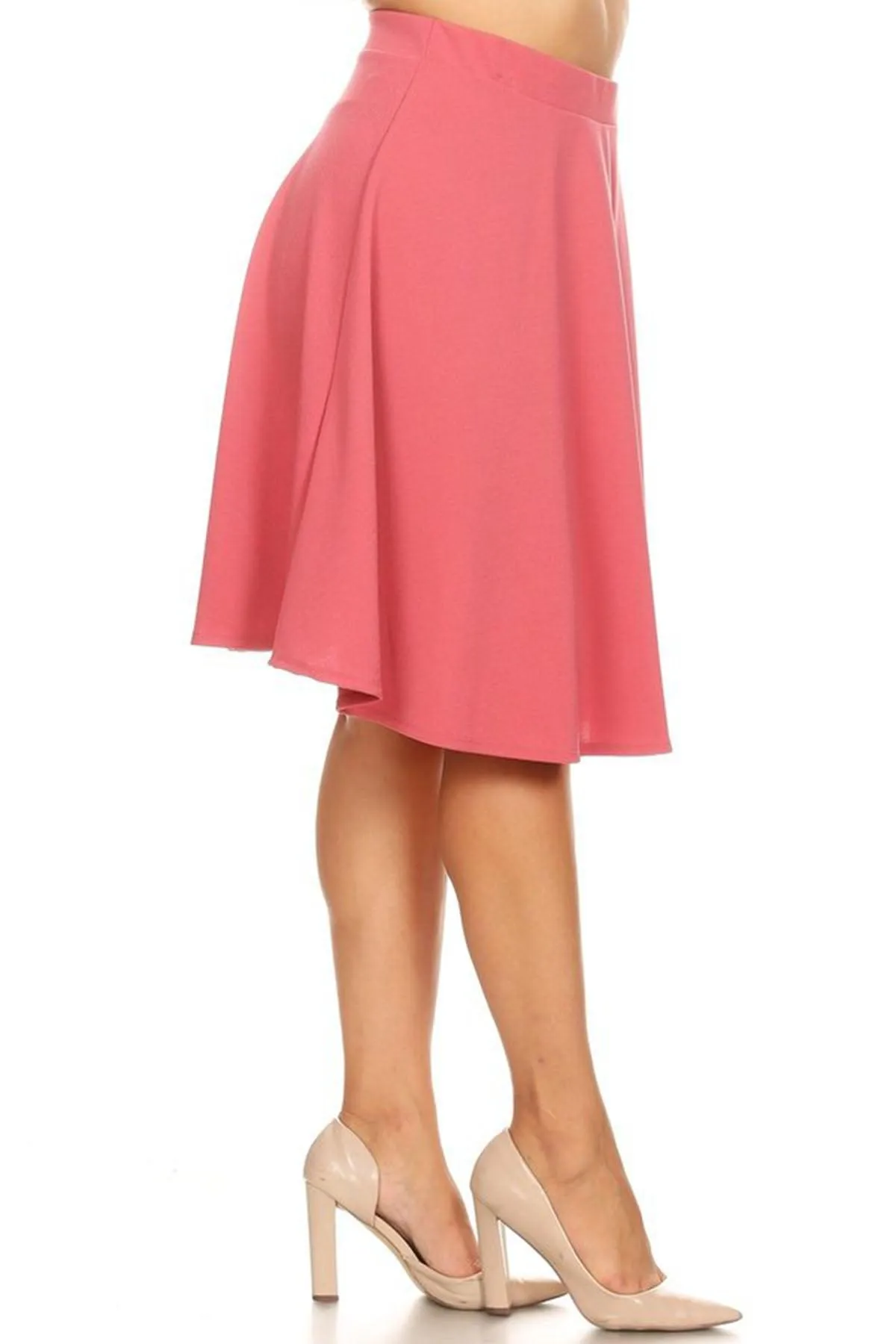 Women's Plus Size Stretchy Casual Basic A-Line Midi Skirt