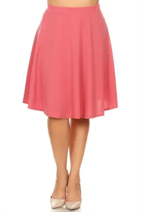 Women's Plus Size Stretchy Casual Basic A-Line Midi Skirt