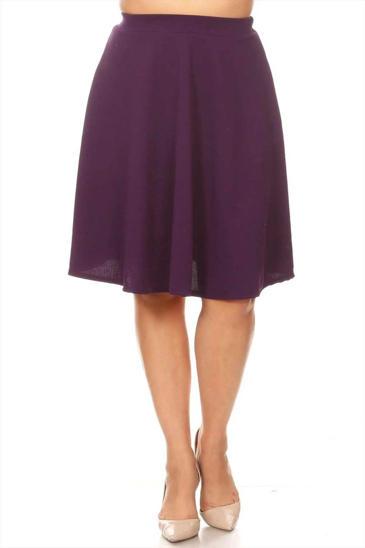 Women's Plus Size Stretchy Casual Basic A-Line Midi Skirt