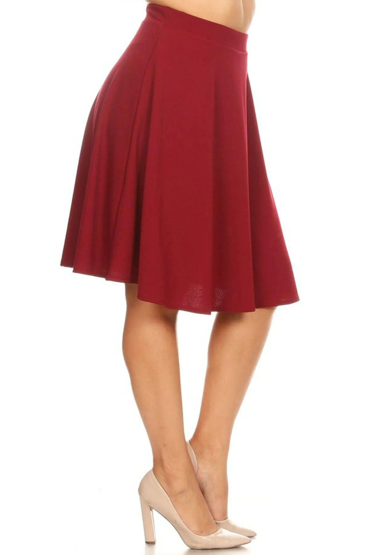 Women's Plus Size Stretchy Casual Basic A-Line Midi Skirt