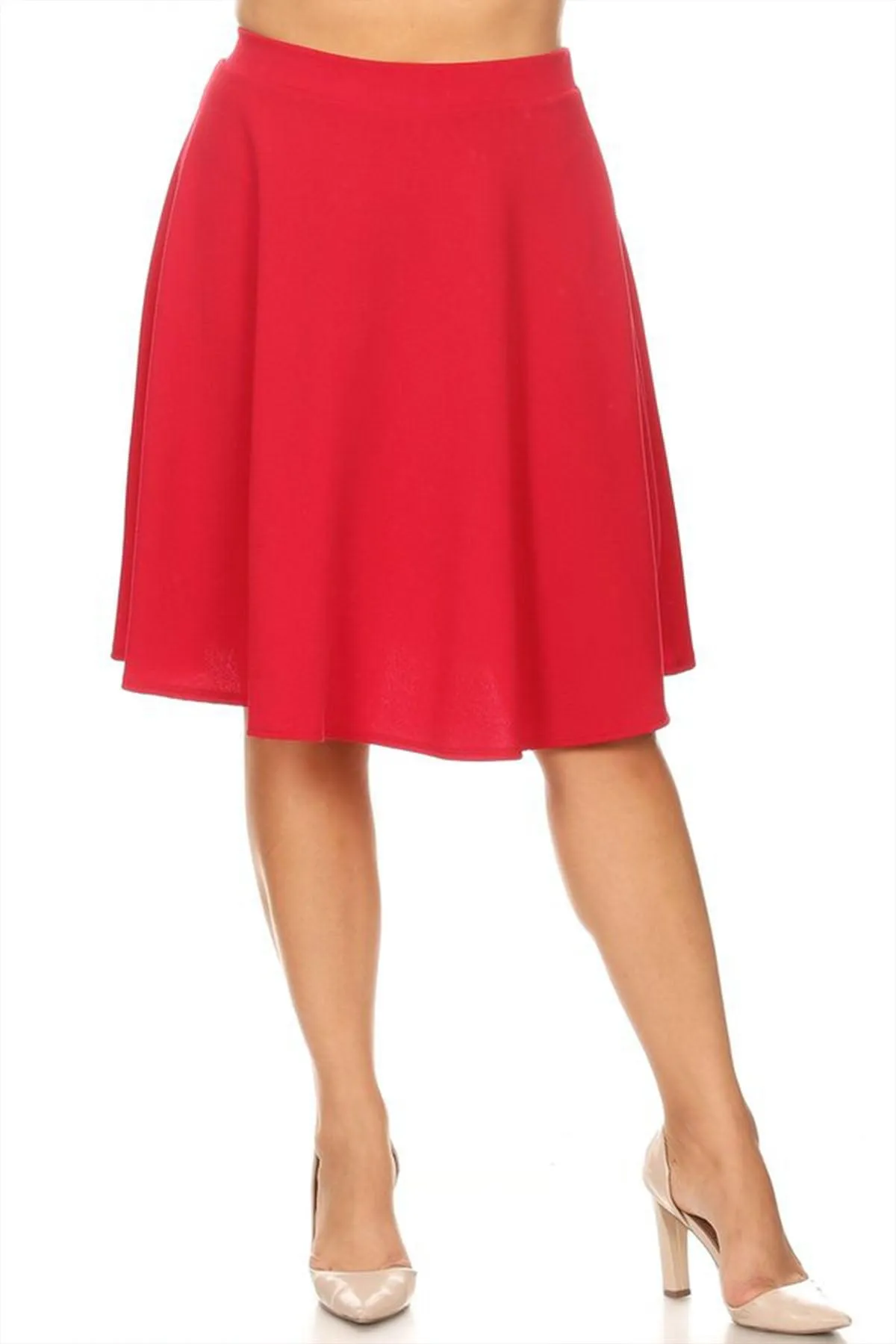 Women's Plus Size Stretchy Casual Basic A-Line Midi Skirt