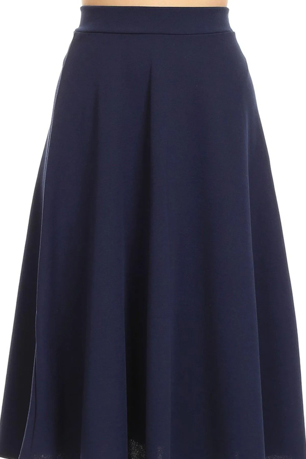 Women's Solid Basic Casual Elastic Waist A-line Flared Midi Skirt S-3XL