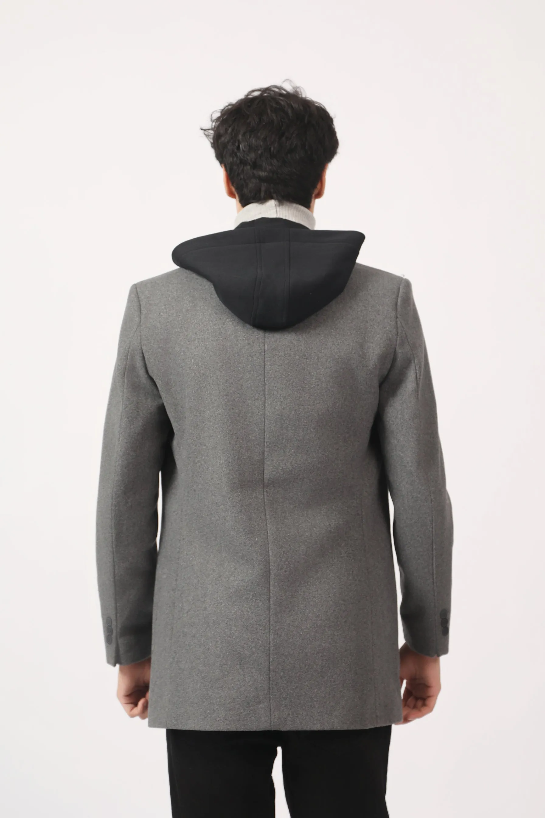 WOOL BLEND COAT WITH HOODIE