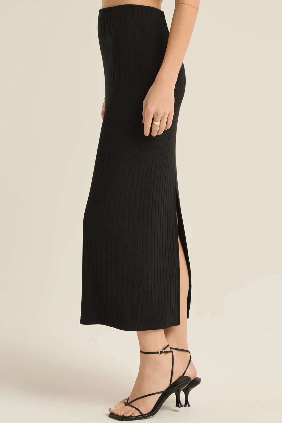 Z SUPPLY - LOUISA RIB SKIRT BLACK